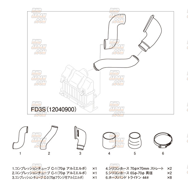 Trust GReddy Aluminum Hard Piping Intake Kit - FD3S Zenki